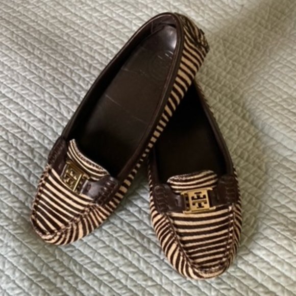 Tory Burch Zebra Stripe Driving Shoes - Picture 1 of 11